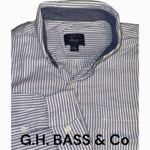 G.H. Bass & Co. Men's Blue and White Striped Shirt